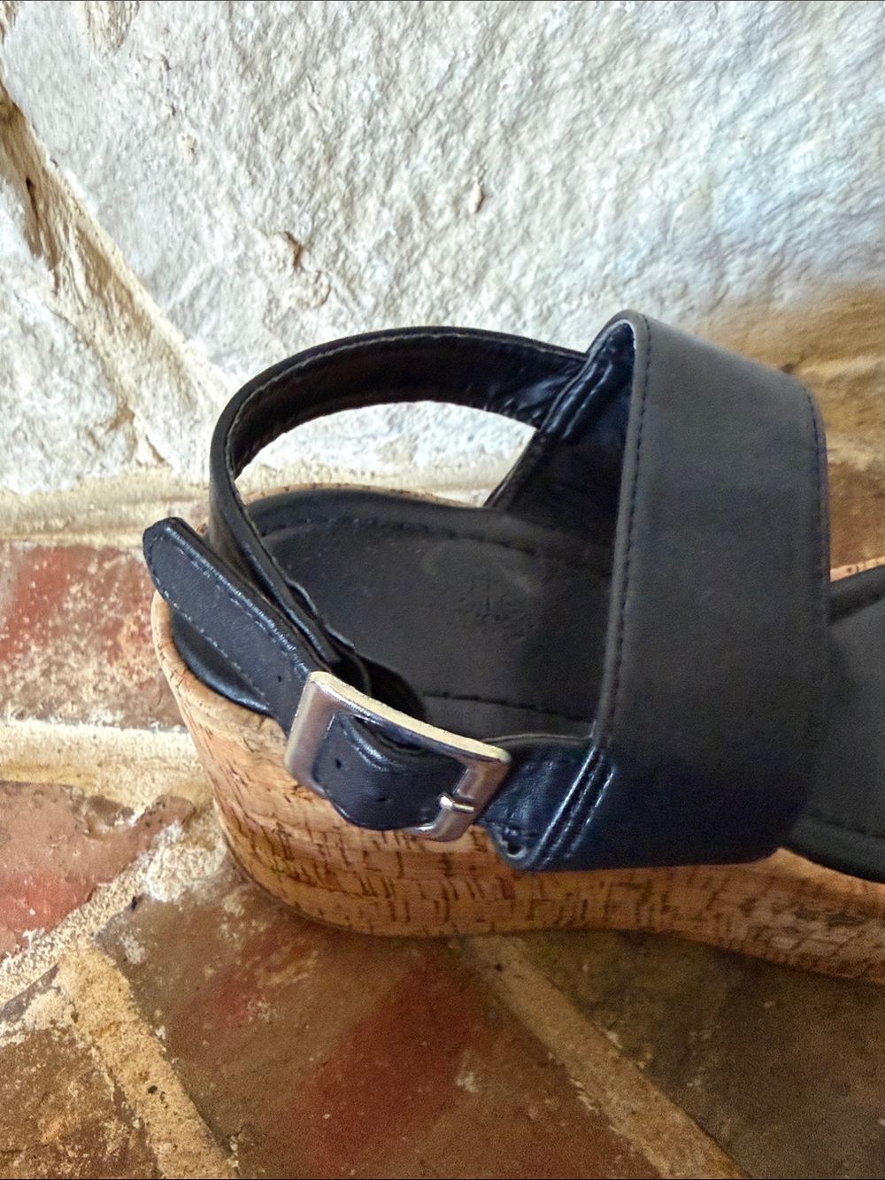 Charlotte Russe Black Cork Platform Sandals - Women's Comfortable Summer Wedges - Picture 8 of 8